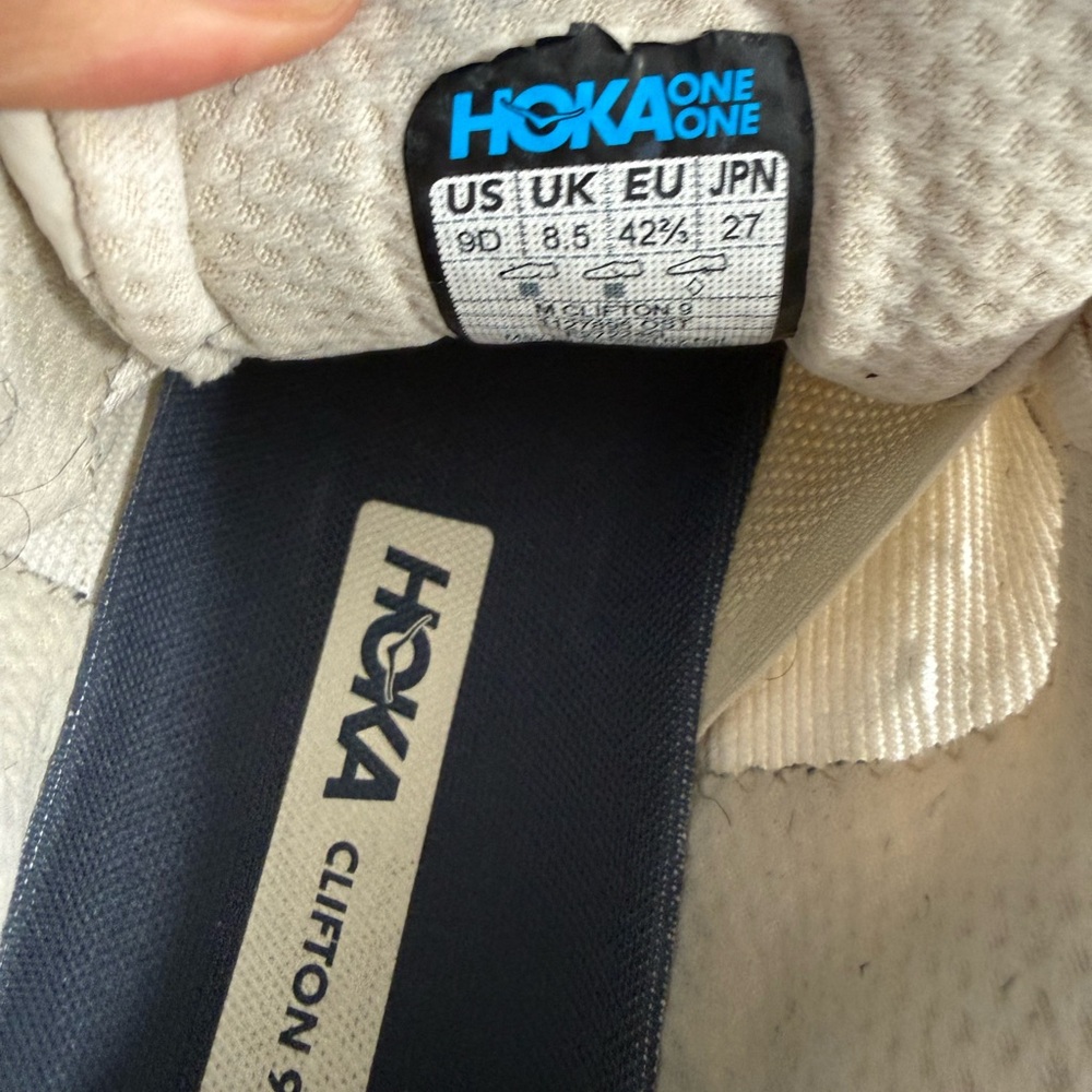 Hoka Clifton 9  Cream Athletic Sneakers - Picture 11 of 11